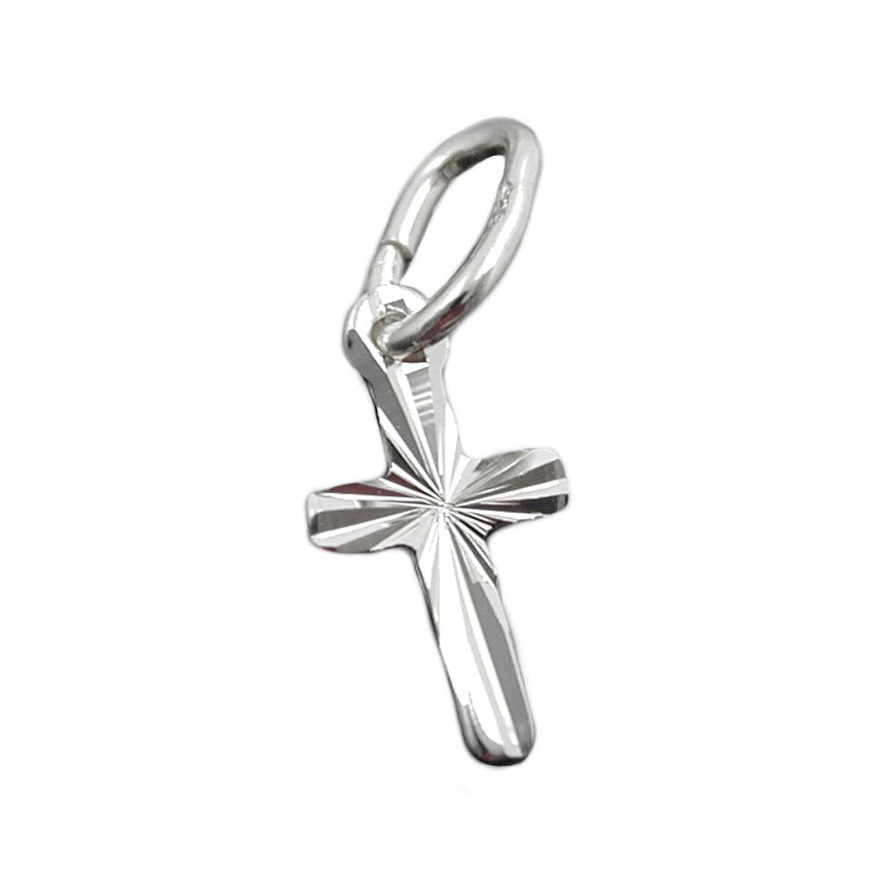 Pendentif croix argent 925 diamanté vue face