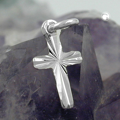 Pendentif croix argent sterling diamanté sur fond neutre