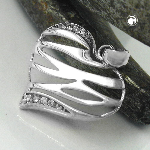Pendentif argent sterling coeur zirconias, vue détaillée