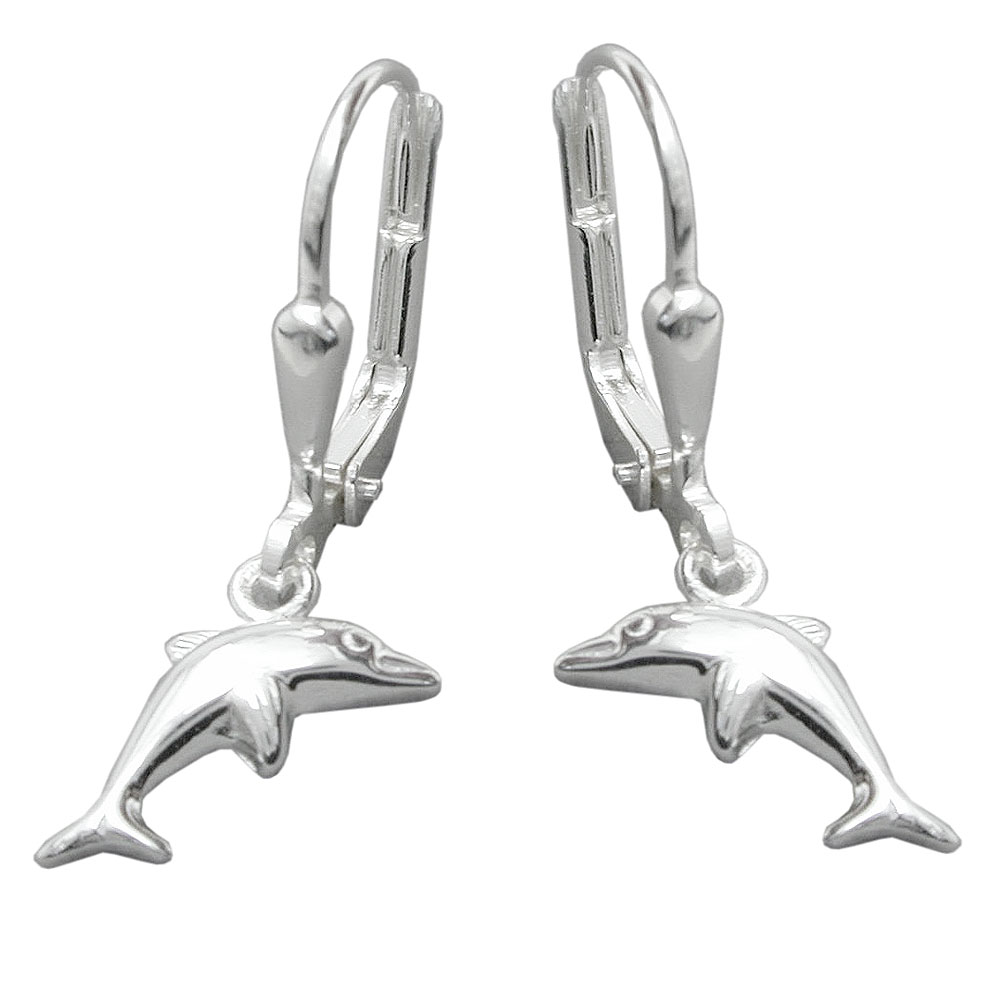 Boucles d'oreilles argent 925 pendentifs dauphins