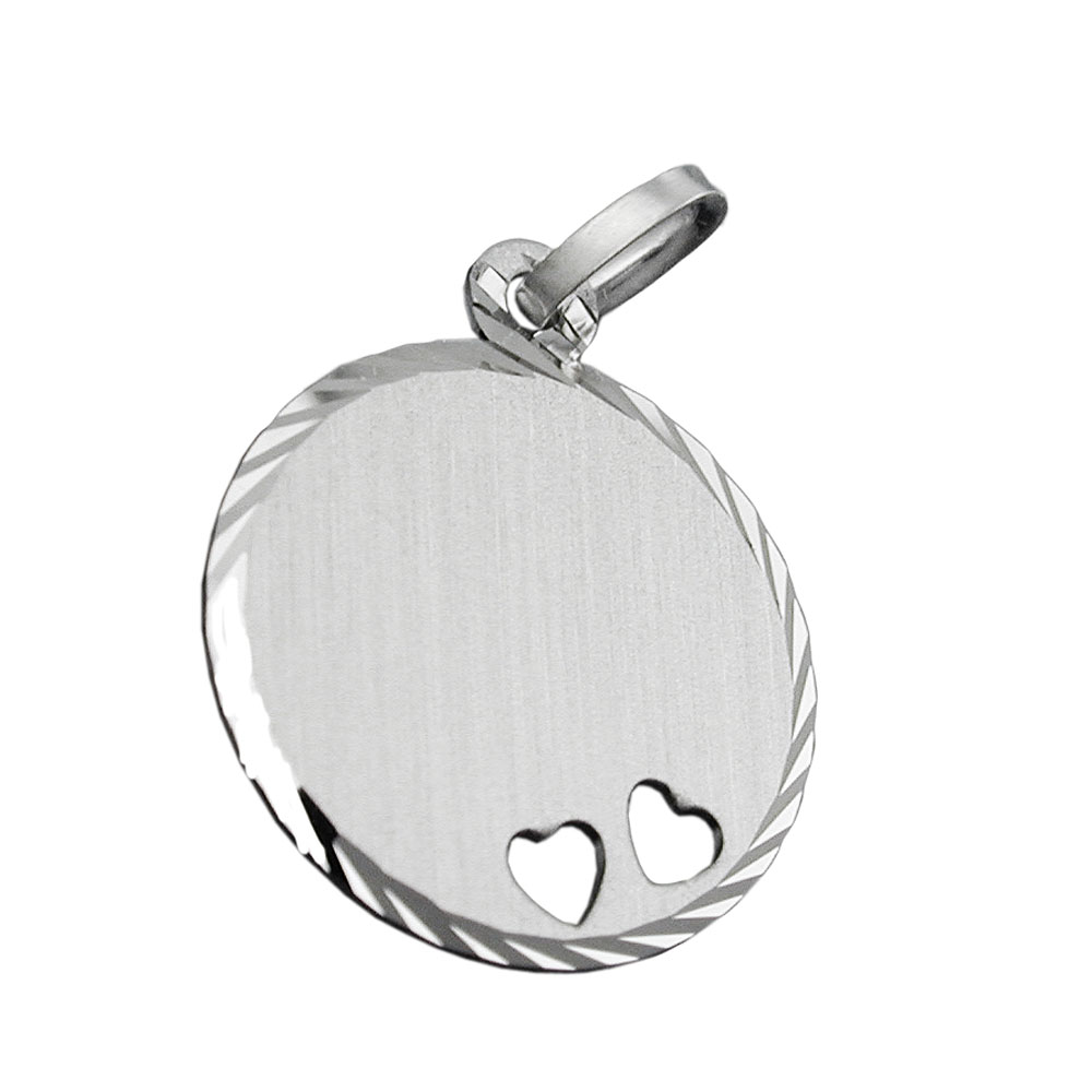 Pendentif argent 925 coeur gravable fini diamant