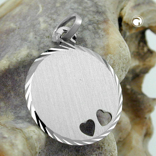 Pendentif argent sterling forme coeur rhodié vue de face