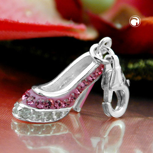 Charm argent 925 escarpin à talon haut orné de strass scintillants