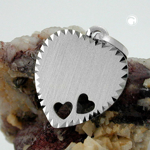 Pendentif argent sterling forme cœur avec finition diamant