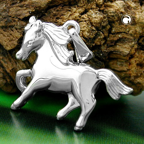 Pendentif cheval en argent sterling vu de profil
