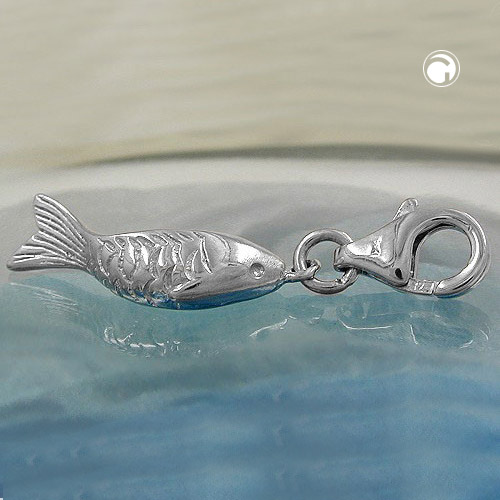 Charm poisson argent sterling vue de face