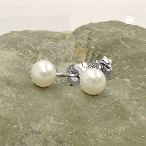 Paire de boucles d'oreilles argent sterling perle 5 mm