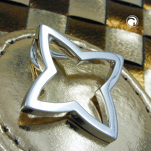 Pendentif étoile argent rhodié 25mm sur fond neutre