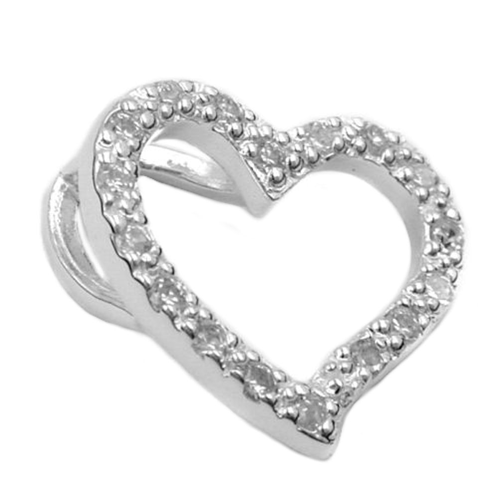 Pendentif argent 925 en forme de cœur ouvert avec zirconias blancs