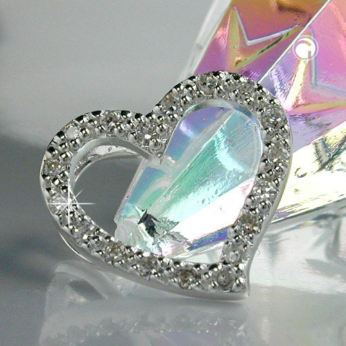 Bijou argent sterling cœur scintillant vue de face