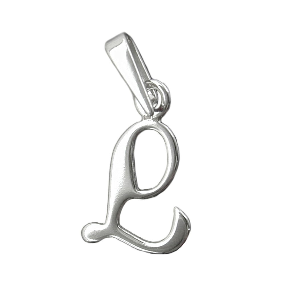Pendentif initial L en argent 925 rhodié sur fond blanc