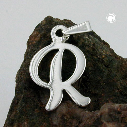 Pendentif lettre R argent sterling, porté en pendentif