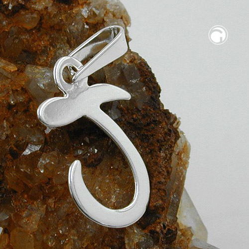Pendentif initial T en argent sterling vu de face