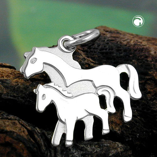 Bijou argent sterling chevaux entrelacés vue détaillée
