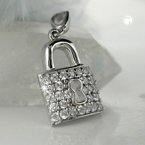 Vue rapprochée pendentif cadenas argent sterling