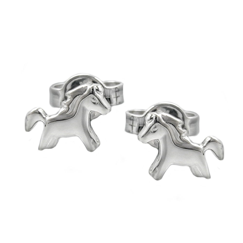 Boucles d'oreilles argent 925 motif cheval taille 8x6mm