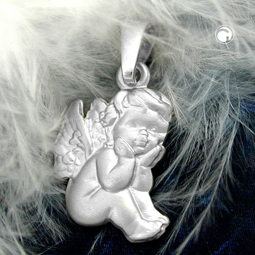 Pendentif argent ange, détail du fini rhodié brillant