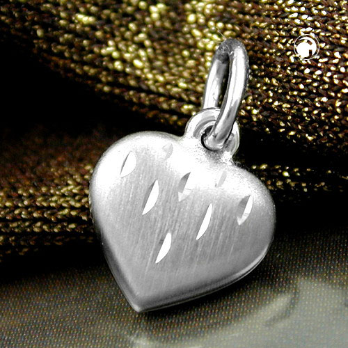 Pendentif argent sterling forme cœur finition mate