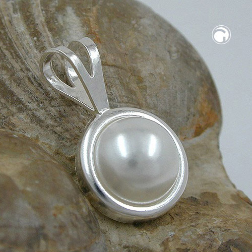 Pendentif argent sterling perle cire sur fond neutre