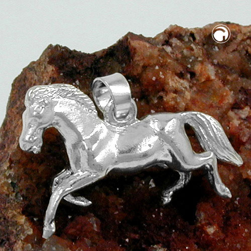 Bijou argent cheval pendentif vue de côté