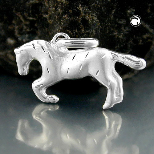 Pendentif cheval argent sterling mat brillant 10x19mm