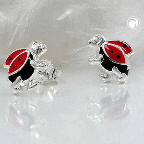 Boucles d'oreilles enfant argent sterling forme coccinelle