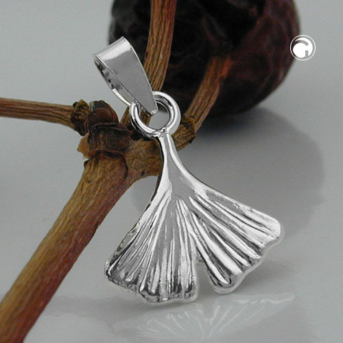 Bijou argent sterling forme feuille de Ginkgo vue de face