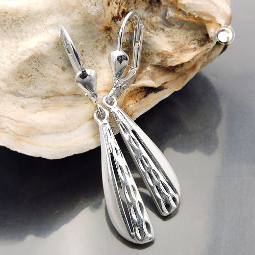 Paire de boucles d'oreilles en argent sterling diamantées