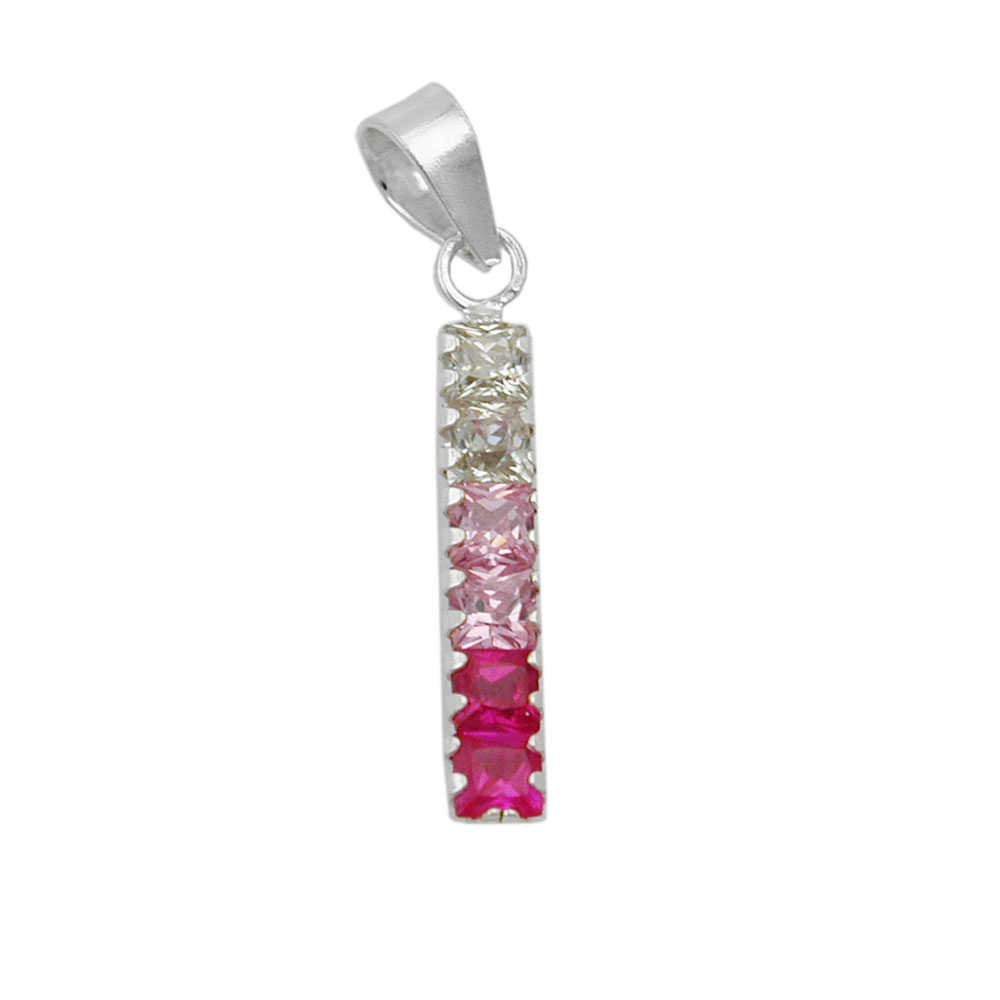 Pendentif argent 925 zirconias rouges roses blancs