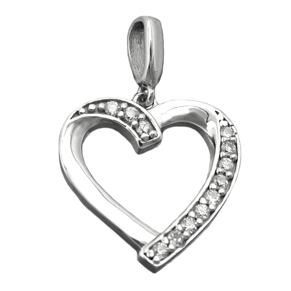 Pendentif argent 925 coeur avec zirconias