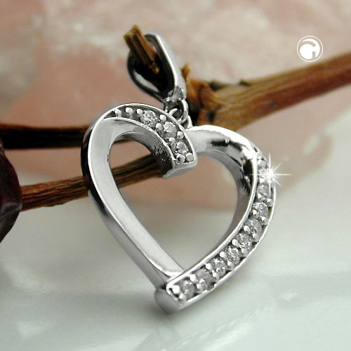 Pendentif coeur argent sterling serti de zirconias