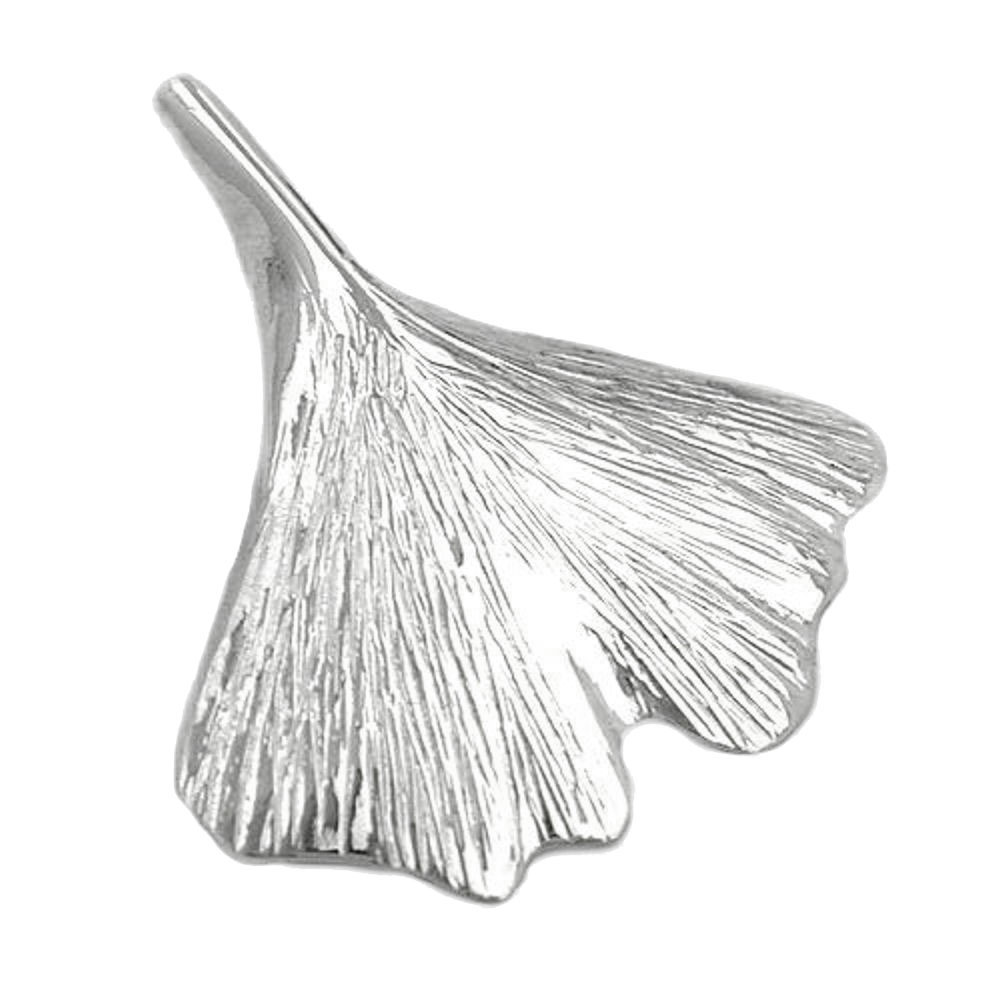 Pendentif argent 925 feuille de Ginkgo sur fond blanc