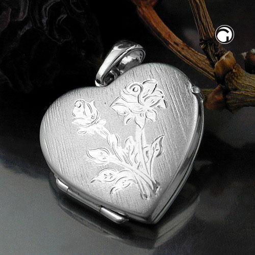 Pendentif argent sterling forme cœur gravé martelé vue de face