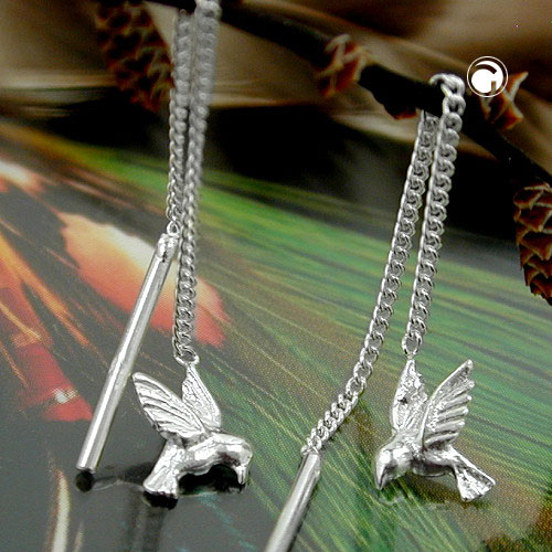 Paire de boucles d'oreilles argent sterling colibri