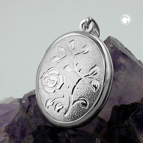Médaillon photo argent sterling ouvert avec placage rhodié