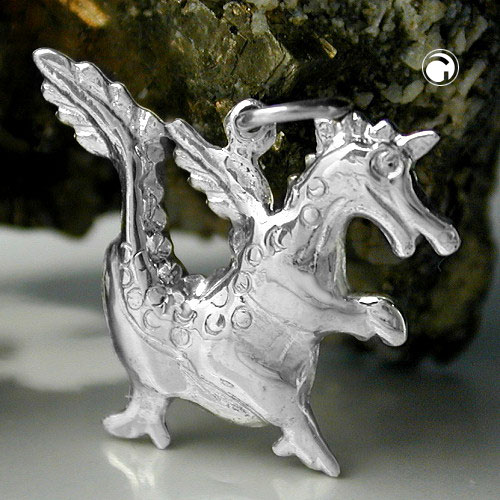 Pendentif argent sterling dragon détaillé de profil