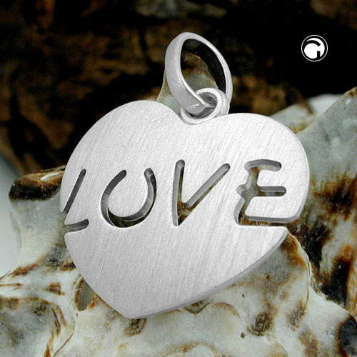Pendentif argent sterling Love, finition rhodiée brillante