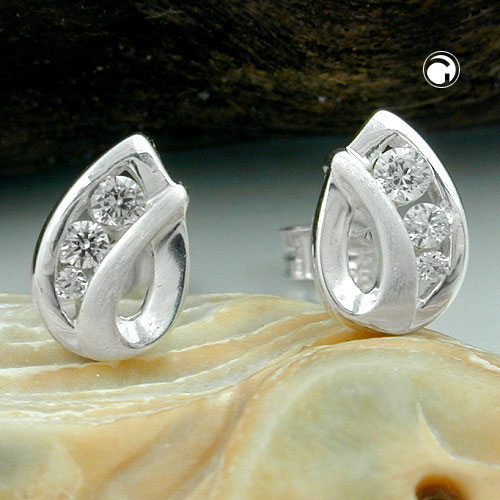 Puces d'oreilles argent sterling zirconium design chic