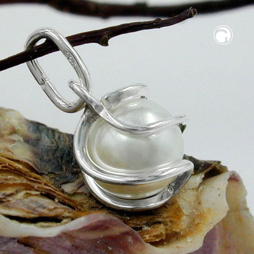 Bijou argent sterling perle imitation vue de profil
