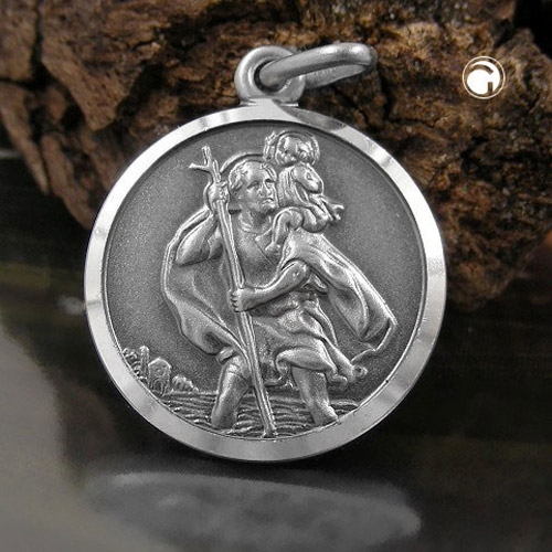 Médaille Saint Christophe argent sterling, vue de face
