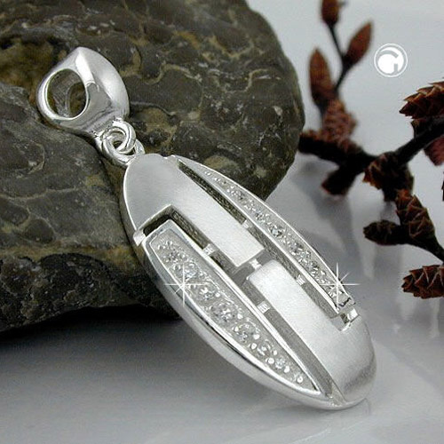 Bijou pendentif argent zirconia blanc finition mate