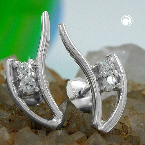Paire de boucles d'oreilles argent sterling fantaisie zirconium