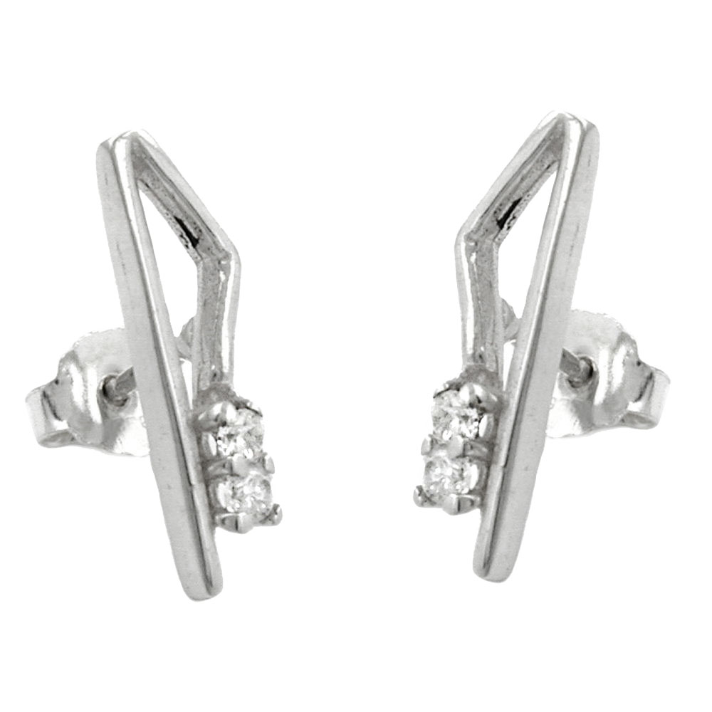 Boucles d'oreilles argent 925 avec zirconium blanc, vue de face