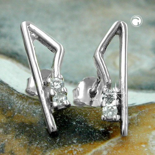 Paire de boucles d'oreilles en argent sterling ornées de zirconiums