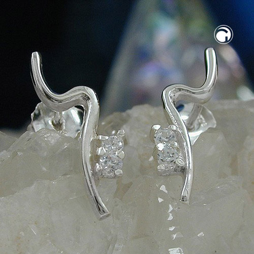 Boucles d'oreilles argent sterling pierre blanche brillant