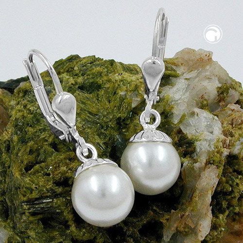 Paire de boucles d'oreilles argent sterling avec perle