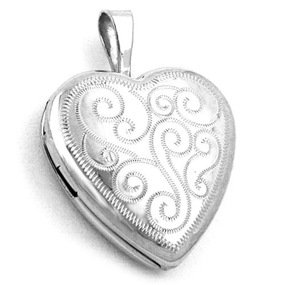 Pendentif coeur argent 925 médaillon photos vue de face