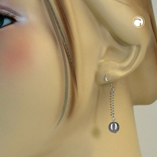 Boucles d'oreilles femme argent plume perle crochet