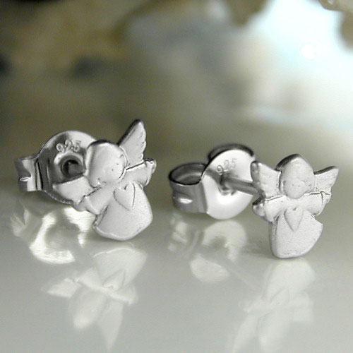 Paire de boucles d'oreilles argent sterling en forme d'ange