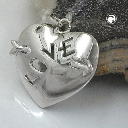 Bijou argent sterling forme cœur traversé par une flèche